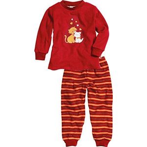 Playshoes Pyjama van badstof, kattenpyjamaset voor meisjes, rood (origineel 900)