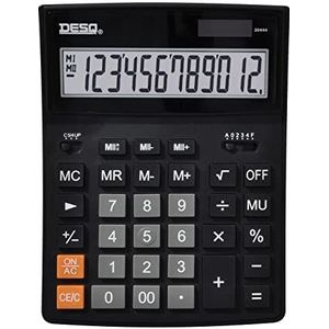DESQ® Desktoprekenmachine, 12-cijferige weergave, XLarge, dubbel geheugen, MU 30444, zwart