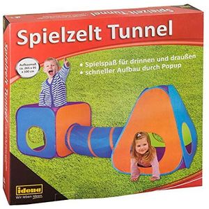 Idena 40118 Speeltent met tunnel voor kinderen, geschikt voor binnen en buiten, ca. 265 x 95 x 100 cm