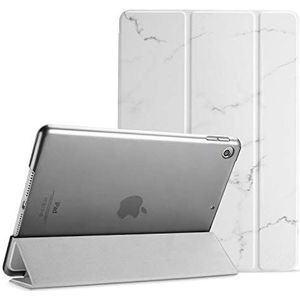 ProCase Hoes voor 10,2 Inch iPad 9e Generatie 2021/iPad 8e Generatie 2020/iPad 7e Generatie 2019, Schokbestendige Hoesje Beschermhoes Smart Folio Cover Case Hard Back Shell -Wit Marmer
