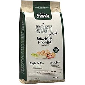 Bosch HPC Soft Mini kwartel en aardappel, halfnat hondenvoer voor volwassen honden van kleine rassen, enkel eiwit, graanvrij, 1 x 1 kg