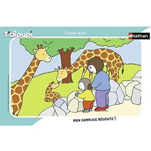 Nathan - Kinderpuzzel – framepuzzel 15 P – T'choupi in de dierentuin – vanaf 3 jaar – 86131