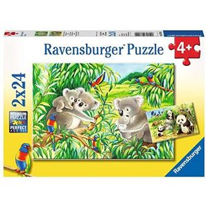 Ravensburger - Kinderpuzzel – puzzels 2 x 24 p – schattige koala's en panda's – vanaf 4 jaar – 07820