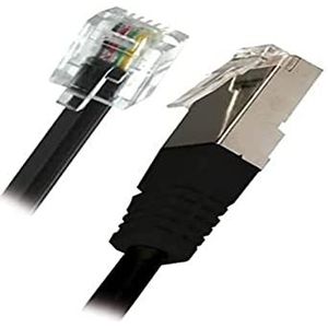 APM 570843 - Adsl Rj11/Rj45 kabel mannelijk/mannelijk zwart - 2 m lengte - zachte en flexibele kabel voor aansluiting op een ADSL-behuizing of modem