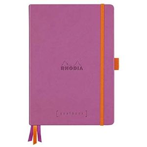 RHODIA 118580C Notitieboek, hardcover, bullet journal, goalbook, sering, A5, gestippeld, 240 pagina's, licht papier, wit, 90 g, 3 banden, elastiek, omslag van kunstleer