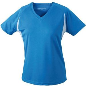 JAMES & NICHOLSON Dames T-shirt, blauw (koningsblauw/wit), S, blauw (Royal/White)