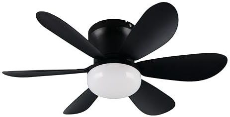 Reality Leuchten Lund R67462132 Ventilateur de plafond à LED en plastique noir mat, 3 vitesses, fonctionnement été/hiver, télécommande, variateur, minuterie, veilleuse, couleur de la lumière
