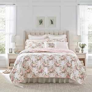 Laura Ashley Omkeerbaar beddengoed katoen allweather wooncultuur Joyce roze wit eenpersoonsbed