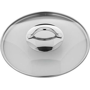 WMF Pannendeksel, 24 cm, van glas met ronde metalen handgreep, voor potten en pannen, van hittebestendig glas, vaatwasmachinebestendig
