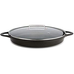 Valira Black - Premium stoofpan 36 cm, gemaakt in Spanje, van gegoten aluminium met versterkte ecologische antiaanbaklaag, geschikt voor inductie