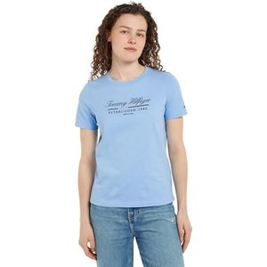 Tommy Hilfiger Dames T-shirt S/S, Blauw (afwasblauw)