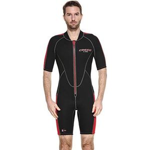 Cressi Lido Man Neopreen Shorty jumpsuit voor heren, snorkelen en duiken, zwart/rood, XS