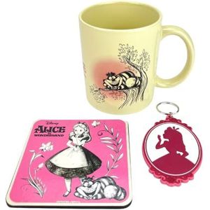 Pyramid International Alice in Wonderland cadeauset met beker, onderzetter en sleutelhanger in geschenkdoos (vintage design) keramische mok 325 ml - officieel product