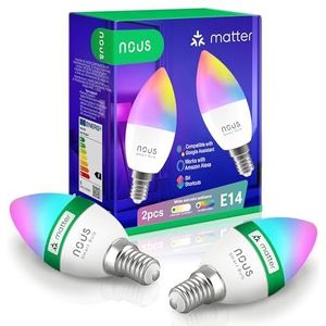 NOUS Alexa E14 RGBW Smart Lamp – LED WiFi dimbaar 380 lm 4,5 W kleur smart lamp met afstandsbediening app Amazon Echo, Google Home, Tuya Smart Life compatibel meerkleurig licht P4