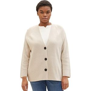 TOM TAILOR Dames Cardigan en tricot 1037058, 12365 - Dusty Beige, 44 Grande taille