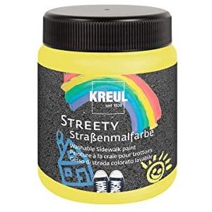 Kreul Streety 43102 rubberen straatverf gele eend 200 ml - afwasbaar vloeibaar krijt voor kwast of verfroller - vloeibaar krijt veganistisch dermatologisch getest - afwasbaar