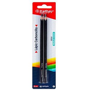 Kathay 86233310 Carboncille-potloden, medium vulling, 4 mm, perfect voor tekenen