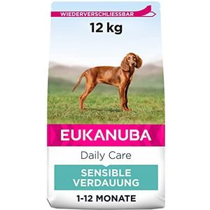 Eukanuba Daily Care Sensitive Digestion droog voer voor puppy's met gevoelige spijsvertering, maagverdraagzaam met licht verteerbare rijst 12 kg