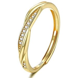 JeweBella Damesringen van 925 sterling zilver, verstelbaar, met zirkonia, klassieke minimalistische ring voor trouwring, verjaardag, bruiloft, verloving, zilver/goud/roségoud, CZ, Zirkonia