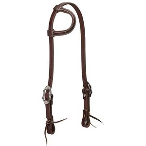 Weaver Leather Tack de travail coulissant oreille Headstall avec le matériel de fer brun poli