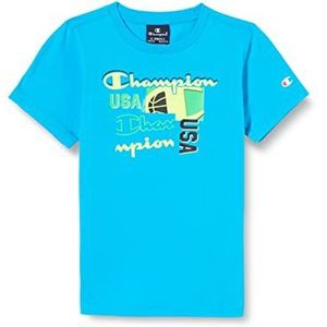 Champion Legacy Neon Spray - Graphic S/S T-shirt voor jongens, Fluorescerend blauw