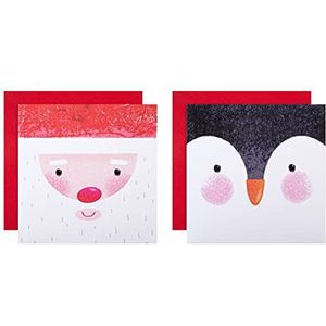 Hallmark Kerstkaarten, motief: Kerstman en pinguïn, 16 stuks