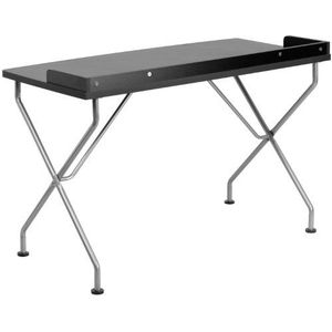 Flash Furniture Computertafel zwart met rand en zilverkleurig metalen frame