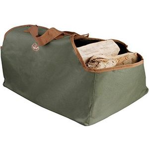 Esschert Design Transporttas voor haardhout, groen, ca. 59 x 40 x 39 cm