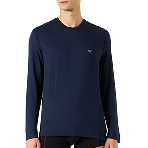 Emporio Armani Stretch Deluxe Viscose shirt met lange mouwen en rechte snit, heren, marineblauw, M, Marinier