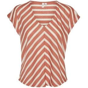 VERO MODA Vmmanika S/S Jrs Btq T-shirt met V-hals voor dames, Sienna/strepen: pristine en lurex