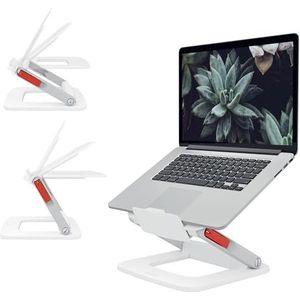 Leitz - Laptopstandaard, verstelbaar en opvouwbaar, 6 hoogtes en hoeken, verhoging voor schermen 13-15 inch, Ergo-serie, wit, 64240001