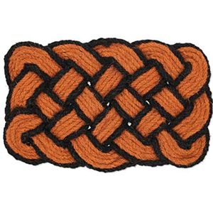 Relaxdays Voetmat kokos voetmat strik 75x45cm handgemaakte omkeerbare mat strik oranje zwart