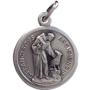Medaille van Sint Franciscus van Assisi met de Wolf - Beschermheilige van Europa - De medailles van de patroonheiligen, messing, geen edelsteen, Messing, Geen edelsteen