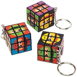 Baker Ross Ninja-puzzels om in te kleuren, kubussen, sleutelhanger, 4-delige set, 3 x 3 cm grootte