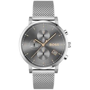 BOSS Herenhorloge chronograaf kwarts met Milanese armband van zilverkleurig roestvrij staal - 1513807, zilver., armband