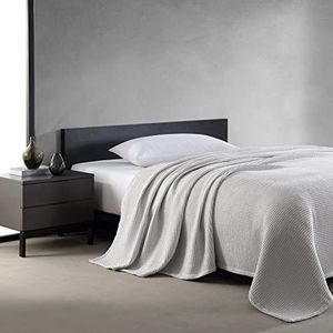 Vera Wang - Deken voor eenpersoonsbed, luxe katoen, pluche en zware wooncultuur (grijs geweven, eenpersoonsbed)