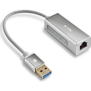 NGS Hacker 3.0 - Adaptateur Ethernet USB 3.0 vers RJ45 jusqu’à 1000 Gigabit Ethernet LAN compatible avec Mac OS Windows Laptop PC 7/8/10 XP Linux Boîtier en aluminium Compact Longueur du câble 15 cm