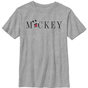 Disney T-shirt Mickey and Friends Mickey Mouse eenvoudige tekst jongens grijs gemêleerd Athletic XS, Athletic grijs gemêleerd