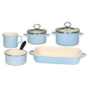 Krüger Karl PAB Emaille Pot Set Sylt - 5-delig - Pastelblauw