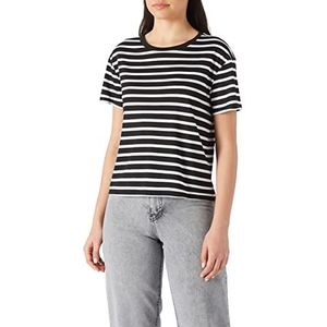 Koton Gestreept basic T-shirt met ronde hals dames, Black Stripes (02N)