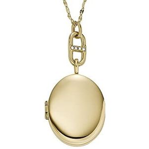 Fossil Locket Collection Damesketting roestvrij staal gouden toon ketting lengte: 400 mm +50 mm, JF04426710, Roestvrij staal