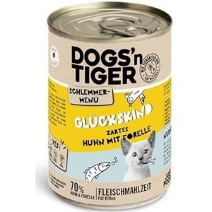 Dogs'n Tiger Glückskind, natvoer voor kittens, kip en sappige forel - graanvrij, toegevoegde suiker, kunstmatige kleurstoffen, aroma's en conserveringsmiddelen, optimale tolerantie, 400 g (6 stuks)