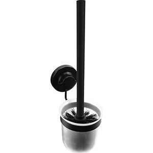 Cornat T3402671 Toiletborstelhouder, 3 verschillende bevestigingsmogelijkheden met zuignap, kleefpad en boren, zwart, 3-in-1