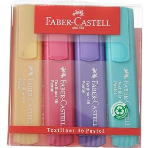 Faber-Castell TEXTLINER 1546 markeerstift 1546 in 4 pastelkleuren (geel/mint/roze/paars)
