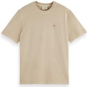 Scotch & Soda T-shirt Garment Dye Logo Crew pour homme, Pebble 0795, XL