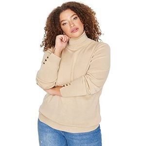 Trendyol Blazer basique à col rond pour femme Coupe régulière, beige, 3XL grande taille