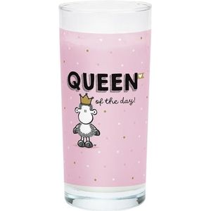 Sheepworld Drinkglas ""Queen"" | 48848 gekleurd bedrukt glas 40 cl met gouden print | cadeau voor jezelf, vriendin, zus, collega | 48848