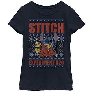 Disney Lilo & Stitch Christmas Stitch Experiment 626 T-shirt, meisjes, marineblauw, XS, Navy Blauw