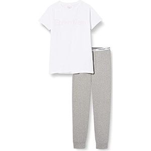 Calvin Klein SS Knit PJ Set voor meisjes, wit (wit/grijs Htr 926)