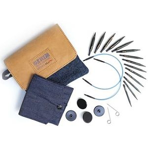 KnitPro Set verwisselbare rondbreinaalden Indigo Wood Short, 3,00 mm - 6,00 mm